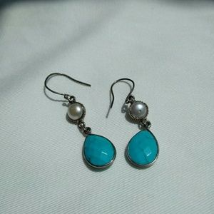 Turquoise & pearl earrings